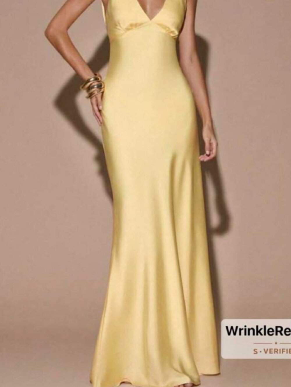 SHEIN Women's Yellow and Gold Dress